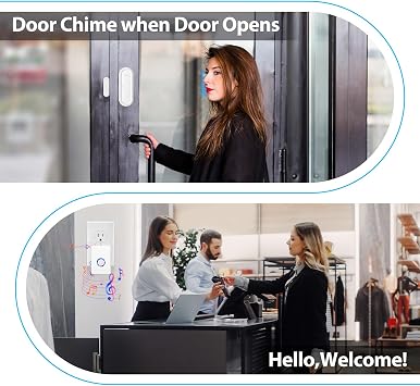 Door Chimes When Door Opens,Door Bell Chime,Wireless Motion Sensor Door Chime,Alarm for Doors When Opening,600ft Long Range,48Ringtones, Volume Adjustable,Night Light Function