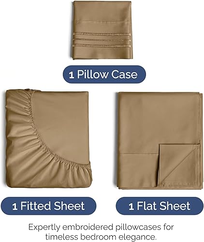 Vista 135 de Juego de sábanas de 4 piezas tamaño king, extrasuaves, transpirables y refrescantes con esquinas profundas, sábanas de fácil ajuste y sin arrugas