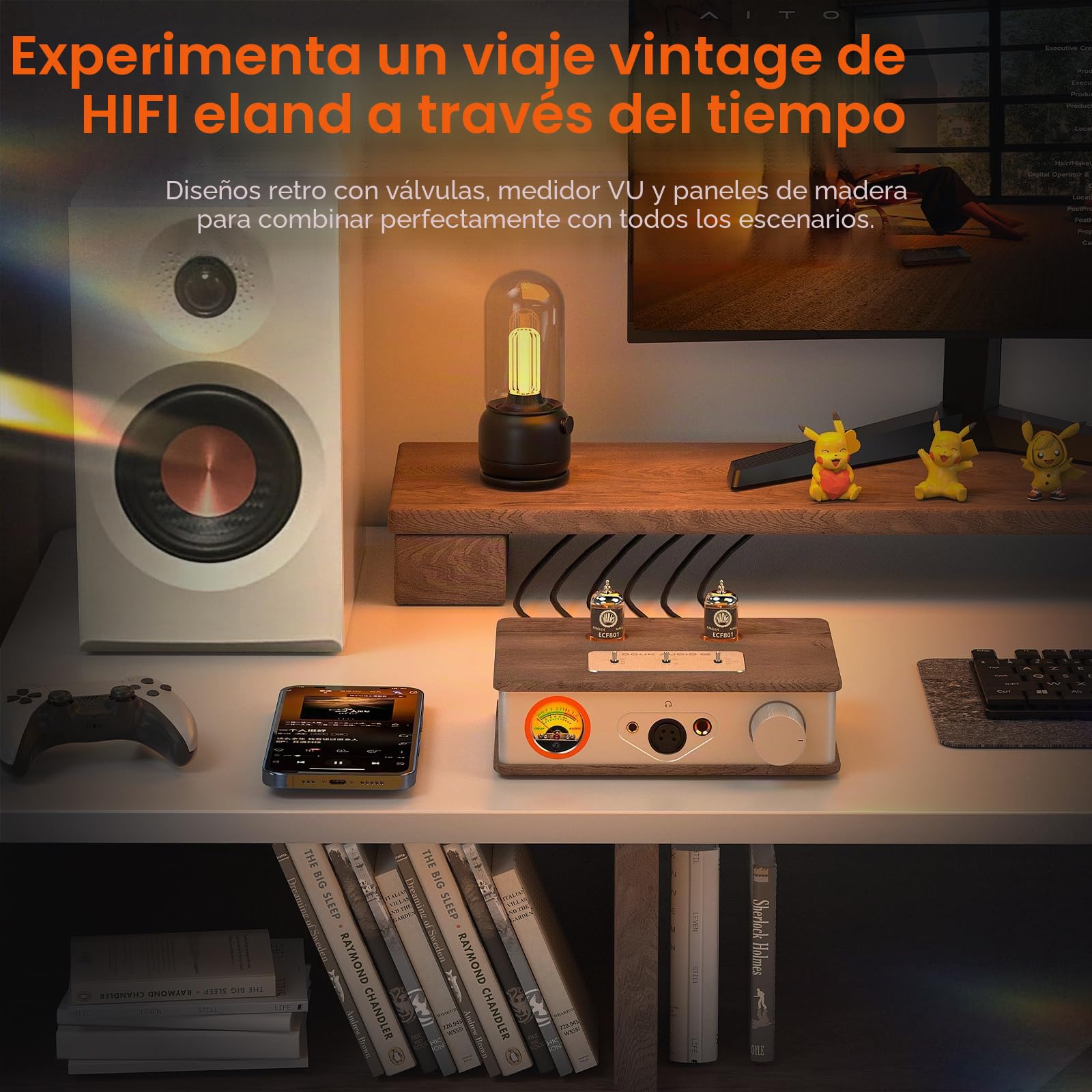 Amplificador de auriculares de tubo Douk E2 con salidas XLR/4,4 mm/6,35 mm/RCA, Preamplificador estéreo HiFi con medidor de VU-para auriculares, amplificador doméstico, altavoces activos