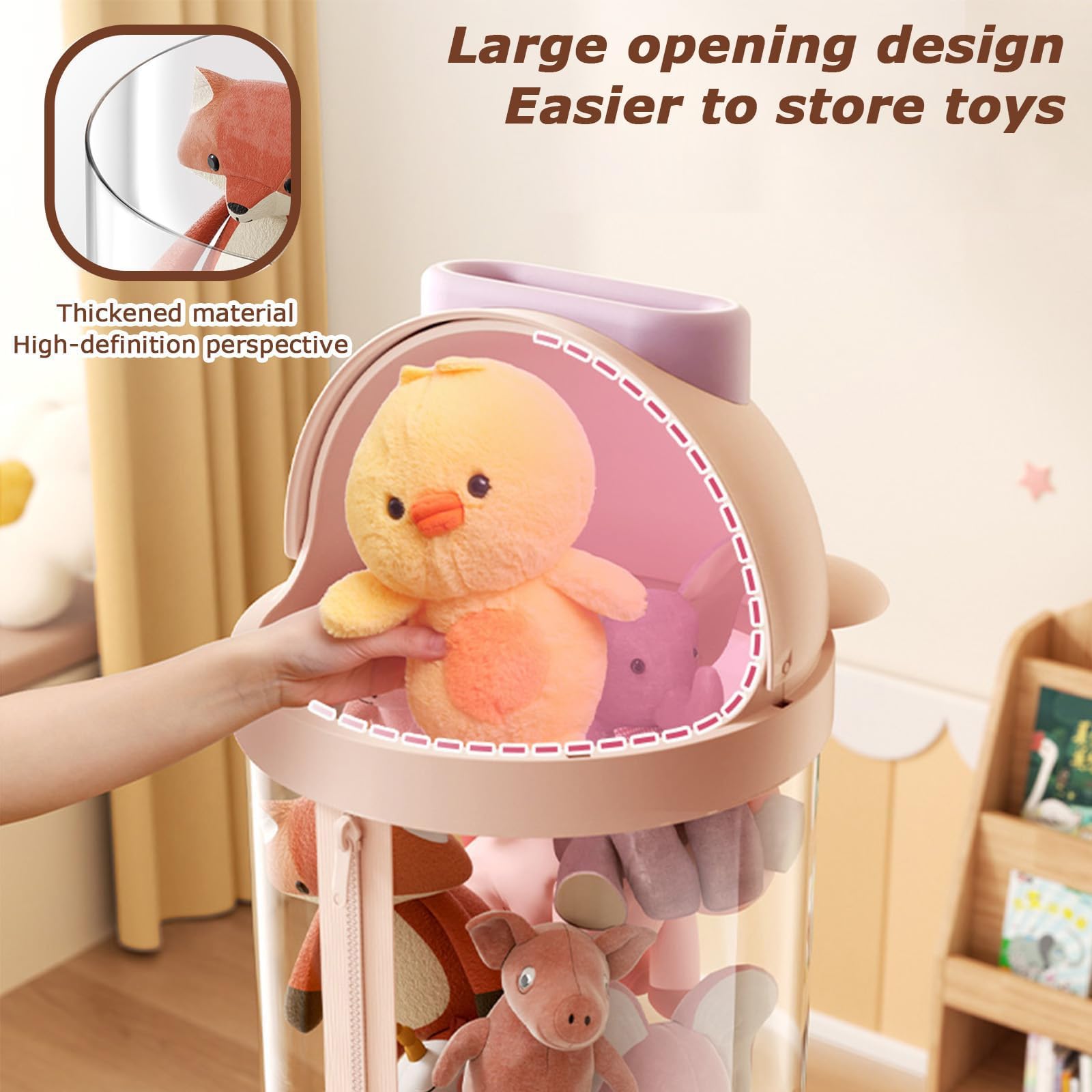GZKDKZB Tubo portaoggetti per Animali di Peluche, Contenitore Trasparente per Giocattoli, Contenitore per Animali di Peluche con Coperchio, Luce a LED, Grande Secchio per Giocattoli impila