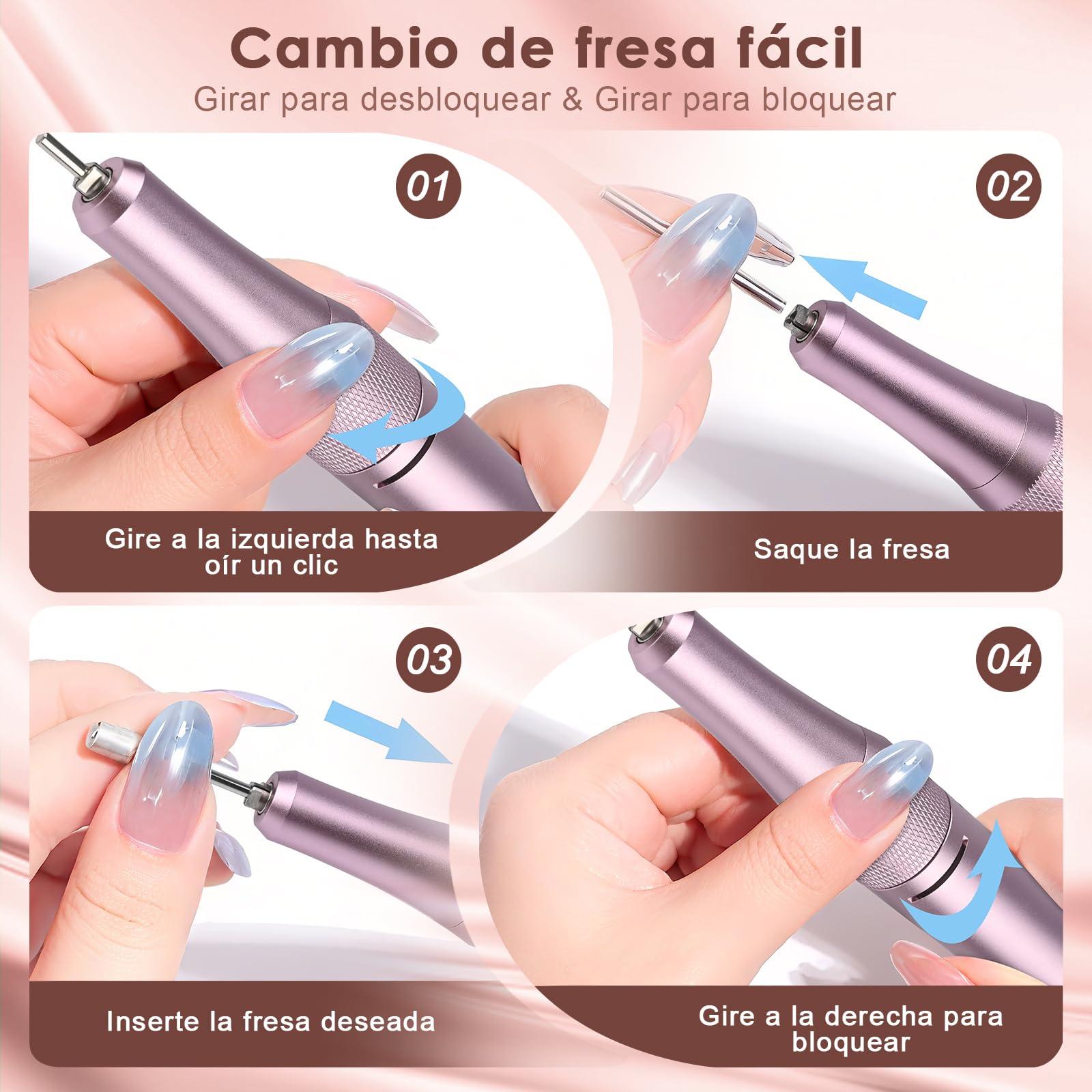 Torno para Uñas 12 in 1 Torno Para uñas Profesional 40000 rpm, Lima Electrica Uñas,Velocidad Ajustable,Pantalla LCD,Control de Botones Iluminados,Silencioso,para Uso Doméstico Salones de Uñas