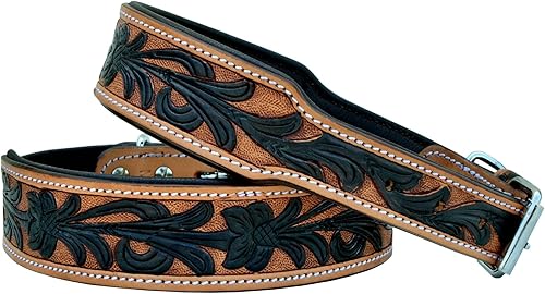 Affilare Collar de cuero para perro, estilo occidental, resistente, manual, ajustable, acolchado, suave para cachorros y perros grandes, 10AB116-L