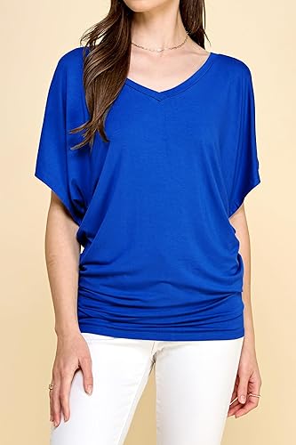 Miniatura 4 de Lock and Love Camiseta Dolman de manga corta versátil para mujer, cuello barco y cuello en V