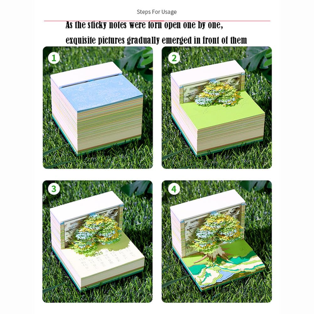 3D samoprzylepne notatki, kalendarz domek na drzewie, to ręcznie podarta rzeźba z papieru