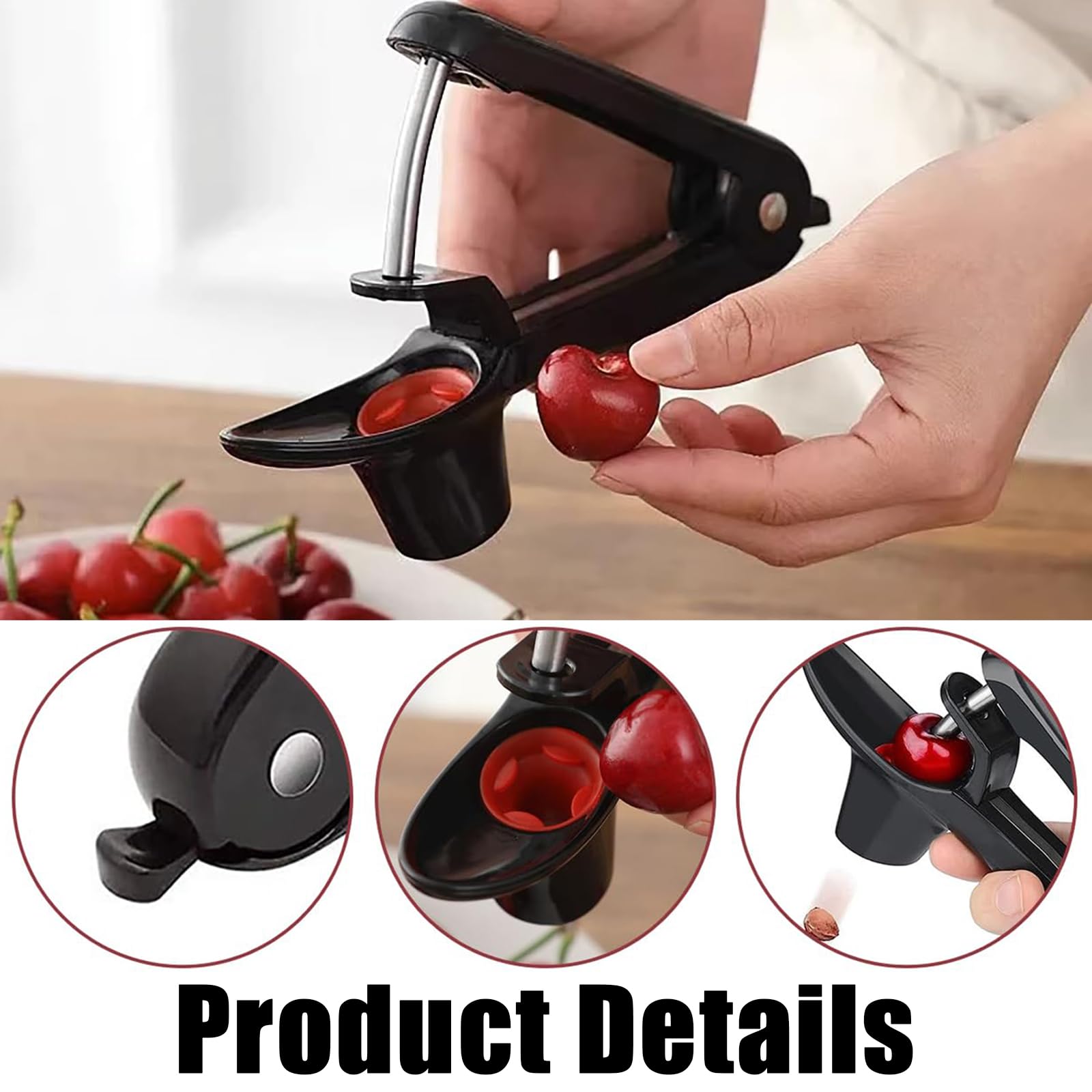Deshuesador de Cerezas,Deshuesador de Cerezas y Aceitunas Herramienta para Deshuesar Frutas de Acero Inoxidable Quita Huesos Rápido y Limpio Lavavajillas Disponible y Diseño Compacto