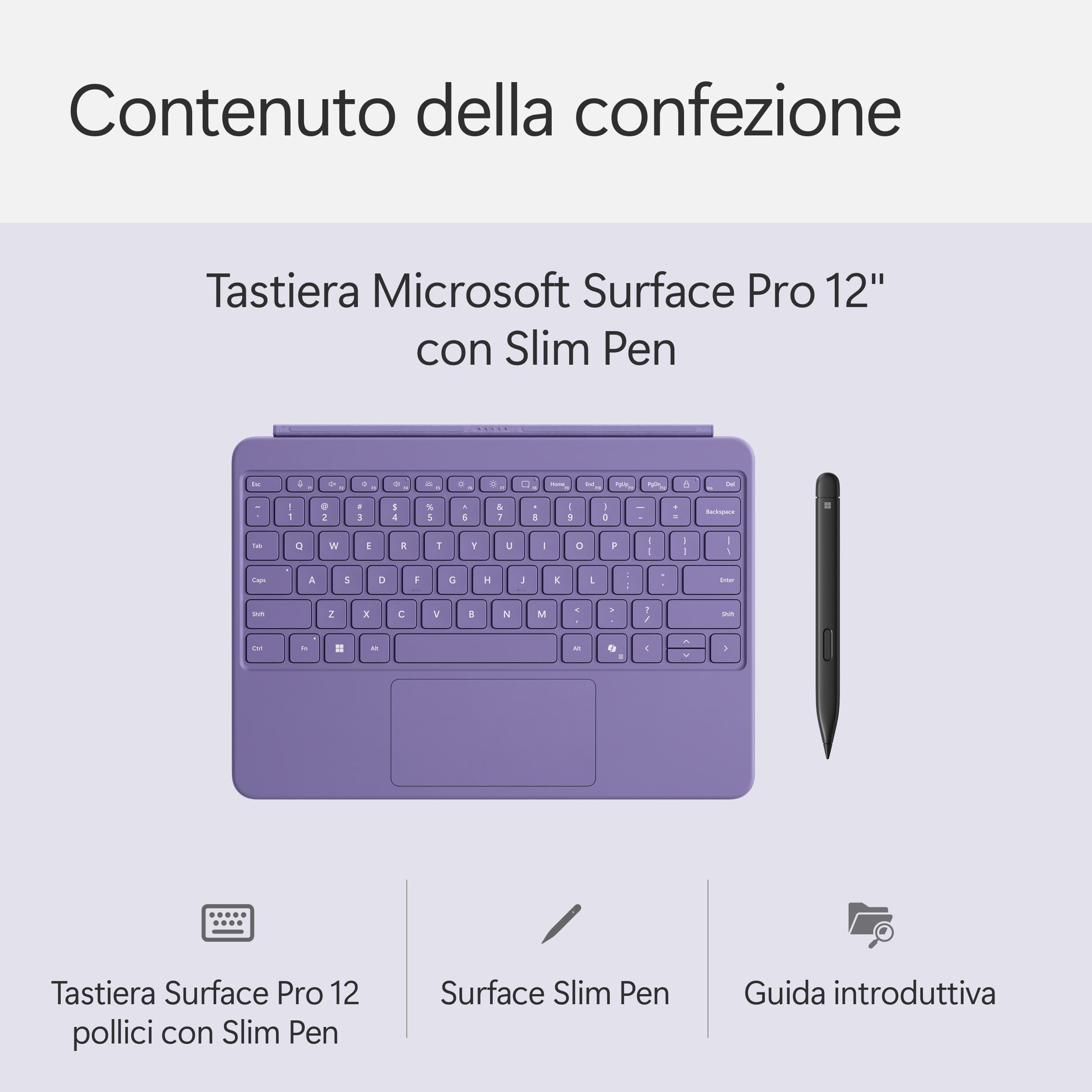 Microsoft Tastiera Surface Pro 12'' con Slim Pen | Compatibile con Surface Pro 12'' | Viola