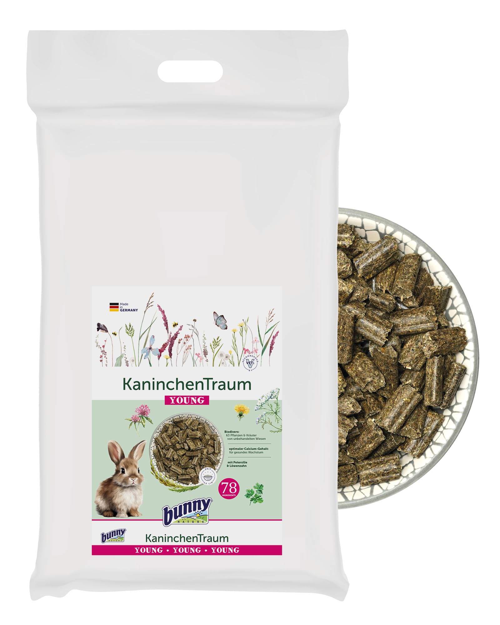 bunnyNature KaninchenTraum Young Kaninchenfutter 4 kg – 63 Kräuter & Pflanzen Mischung