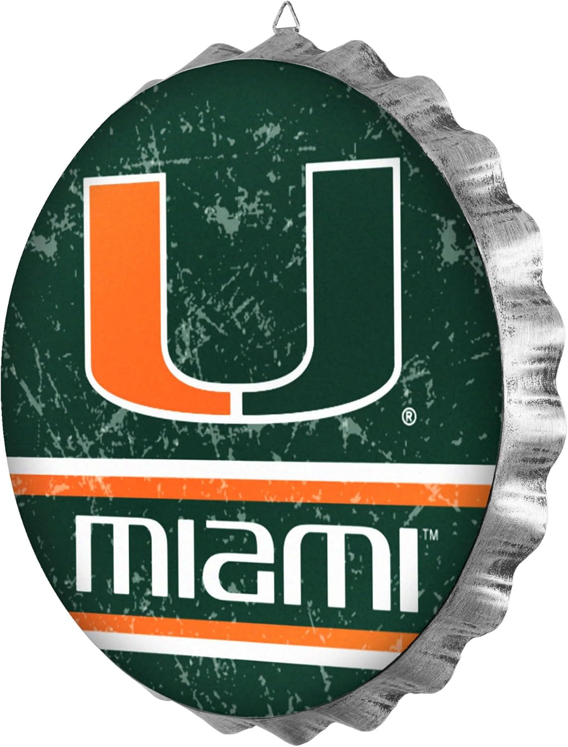 Miami Hurricanes 13” Metal Distressed Bottle Cap Wall Sign – Limited Edition FOCO Hurricanes Sign – Represent the NCAA, ACC and Show Your Team Spirit with Officially Licensed UM Football Fan Gear