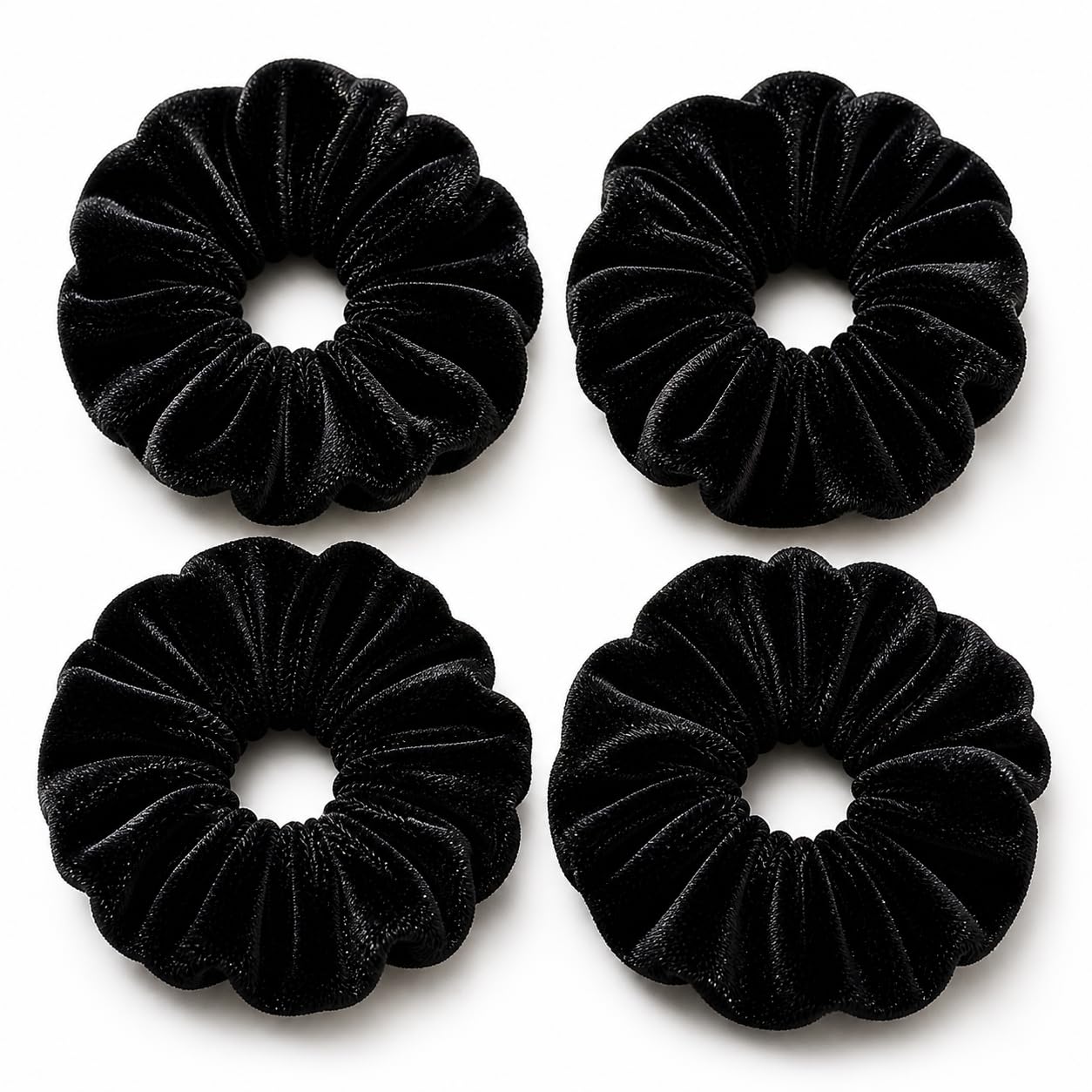 Premium Velvet Hair Scrunchies – Soft Elastic, No Hair Damage (Pack of 4, Black),RSTY Global Enterprises (4, Black)-image-11