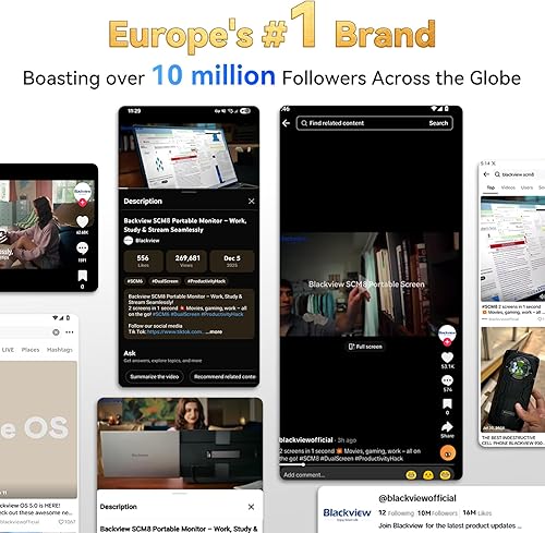 Miniatura 6 de Blackview Extensor de pantalla para laptop, 1.7 libras ultraligero y ultradelgado de 0.17 pulgadas, 15.6 pulgadas, FHD 1080P IPS, monitor dual