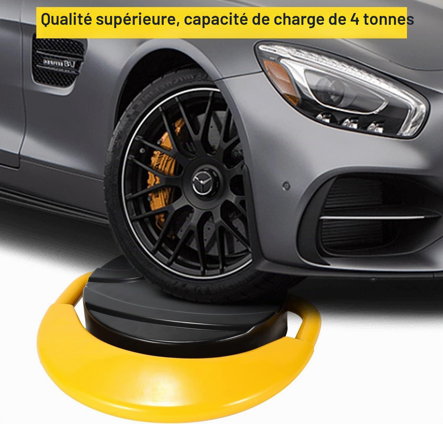 Barriere de parking, barriere parking avec 2 télécommande, barrière de parking pliable, arceau parking électrique, indice de protection IP67, anti-collision à 180°, panneau d'avertissement