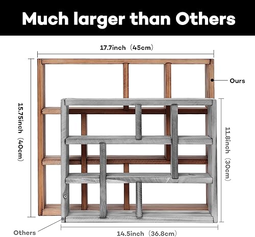 Miniatura 3 de FIRMINANA Estante rústico de sombra, 17.7 x 15.7 pulgadas, montado en la pared (vertical u horizontal), estantes flotantes de madera rústica de 9