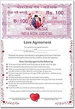 JNEX Love Agreement Certificate, Romantic Couple Promise Document with Non-Judicial Stamp, A4 Size