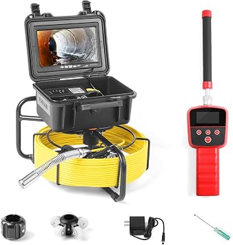 Sewer Camera with 512Hz Locator, 20/30/50m, 7" Pipeline Inspection kit with DVR Function, IP68, 12 Adjustable LEDs, A 32GB Card for Sewer Line, Home, Duct Drain Pipe Plumbing 9618FTR-30