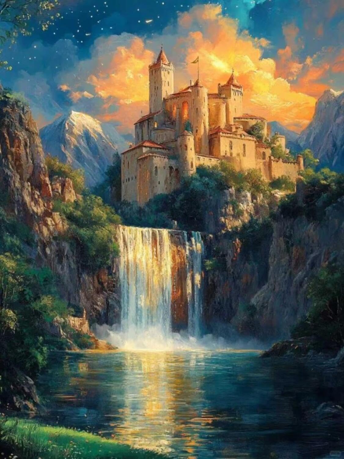 Rqwybcaxn Bead Embroidery Kits Fantasy Castle 40x50cm