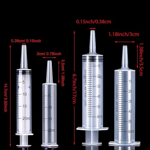 Vista 48 de Paquete de 20 jeringas de plástico con medición, adecuadas para medir, dispensar agua, rellenar 0.03, 0.1, 0.17, 0.34 onzas líquidas