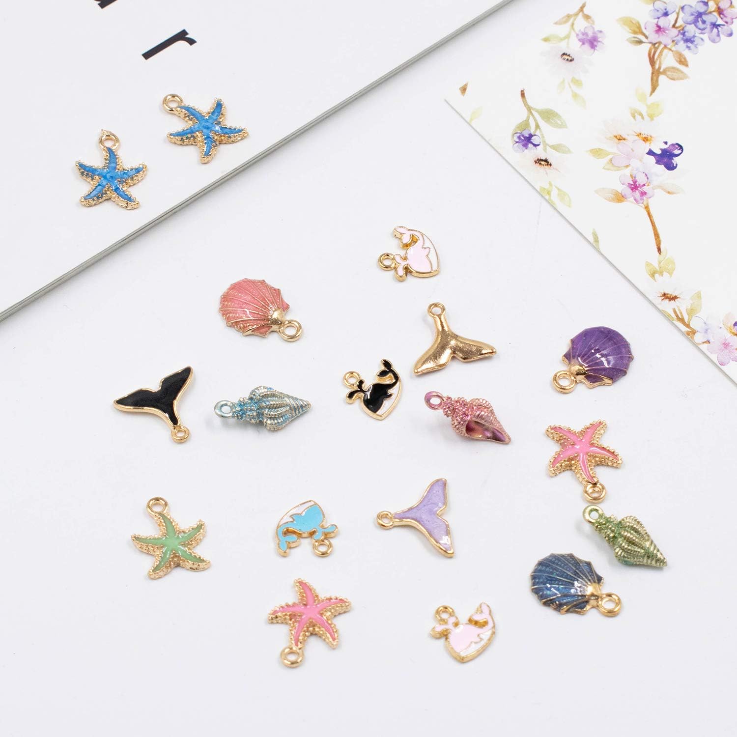 AUEAR, 30 Pack Ocean Starfish Conch Seashell Enamel Charms Pendants for DIY Jewelry Making (Ocean Style 2) - Image 8