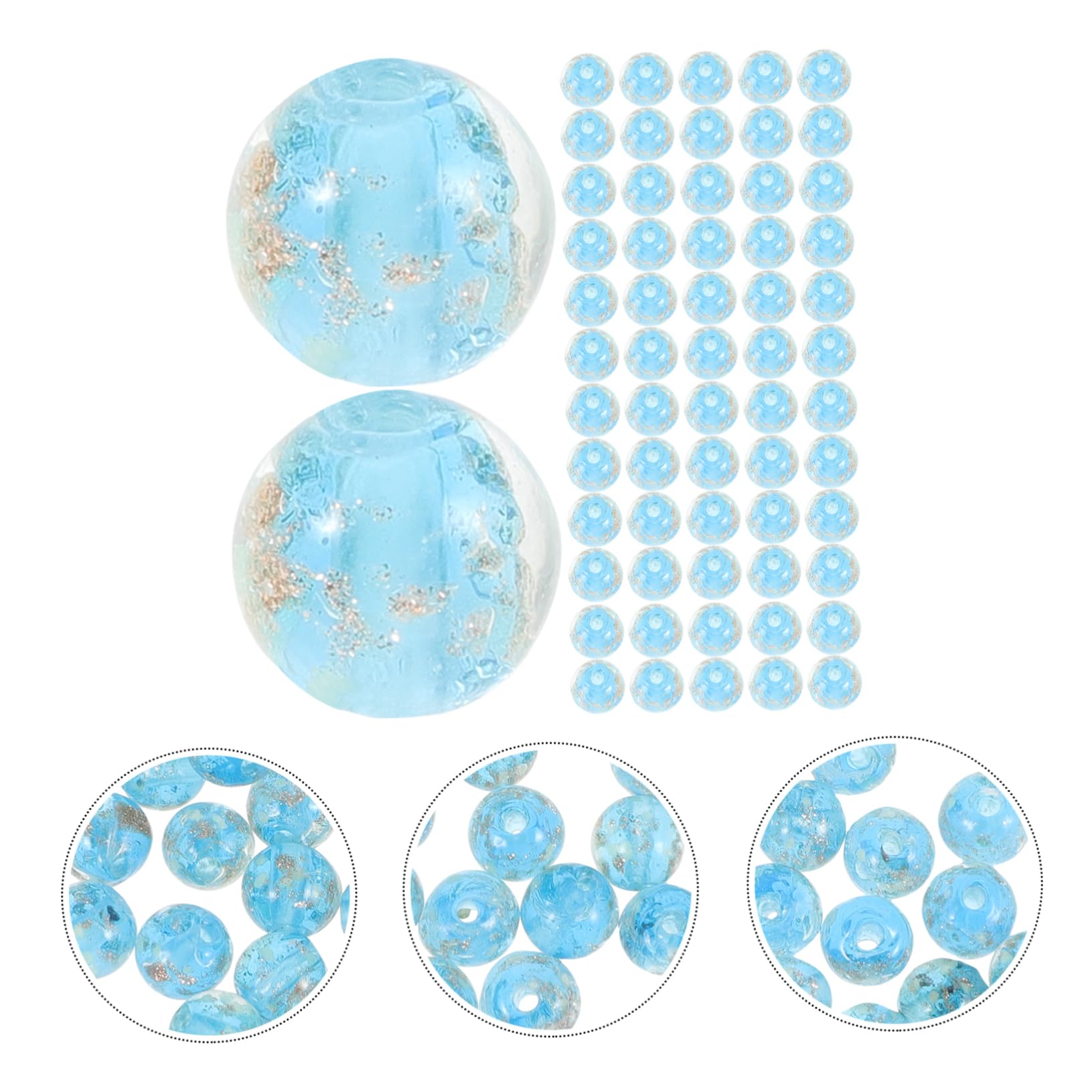 SHINEOFI 200 Piezas Cuentas Luminosas Azul Lago 100 Piezas Cuentas De 8 Mm Para Hacer Joyas (azul Lago 8 Mm) 100 Piezas Cuello Joyería Cuentas Sueltas Pulsera De Cuentas Sueltas Vidrio