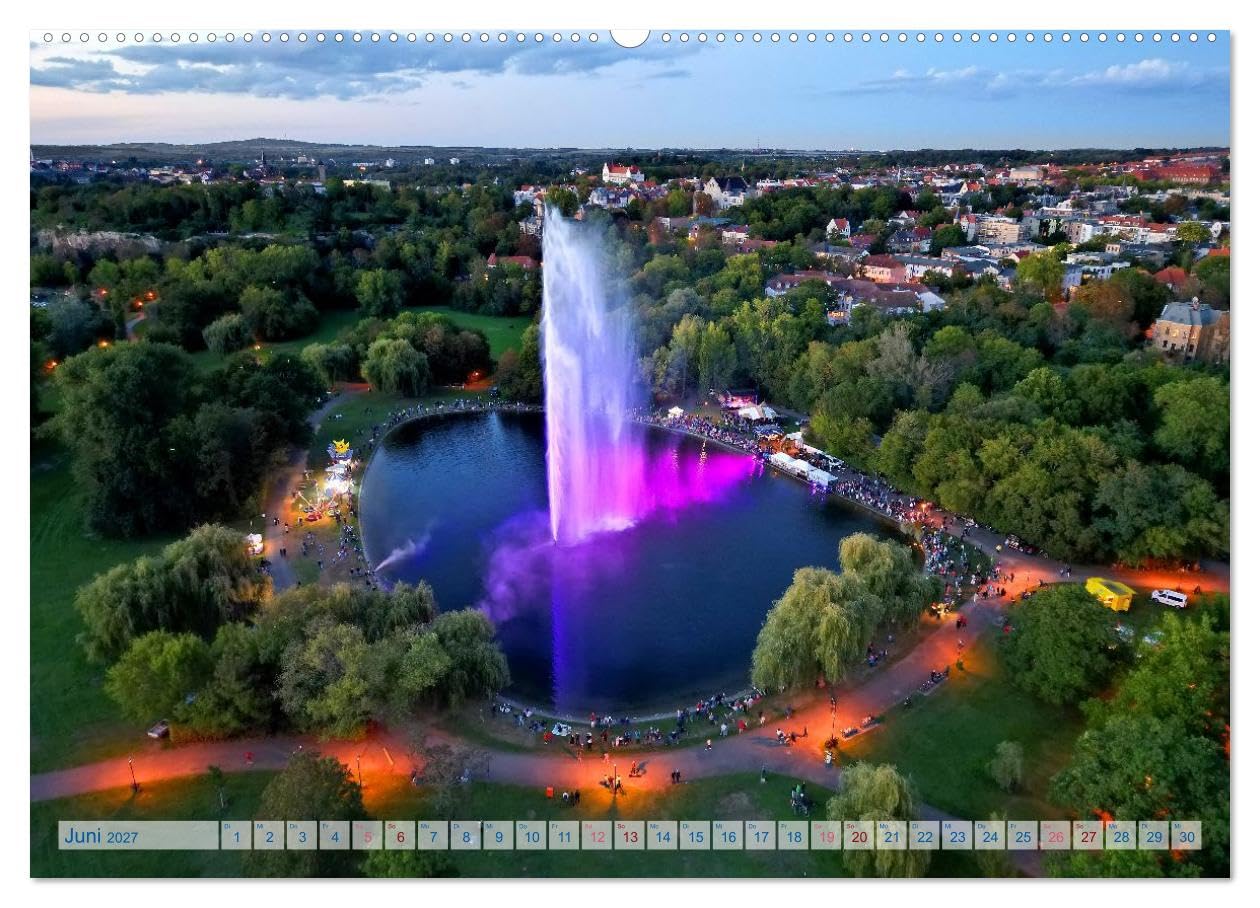 CALVENDO · HALLE SAALE - NEUE PERSPEKTIVEN (Kalender 2027) | DIN A2 Querformat · Wandkalender · Halle aus der Sicht einer Drohne neu entdeckt