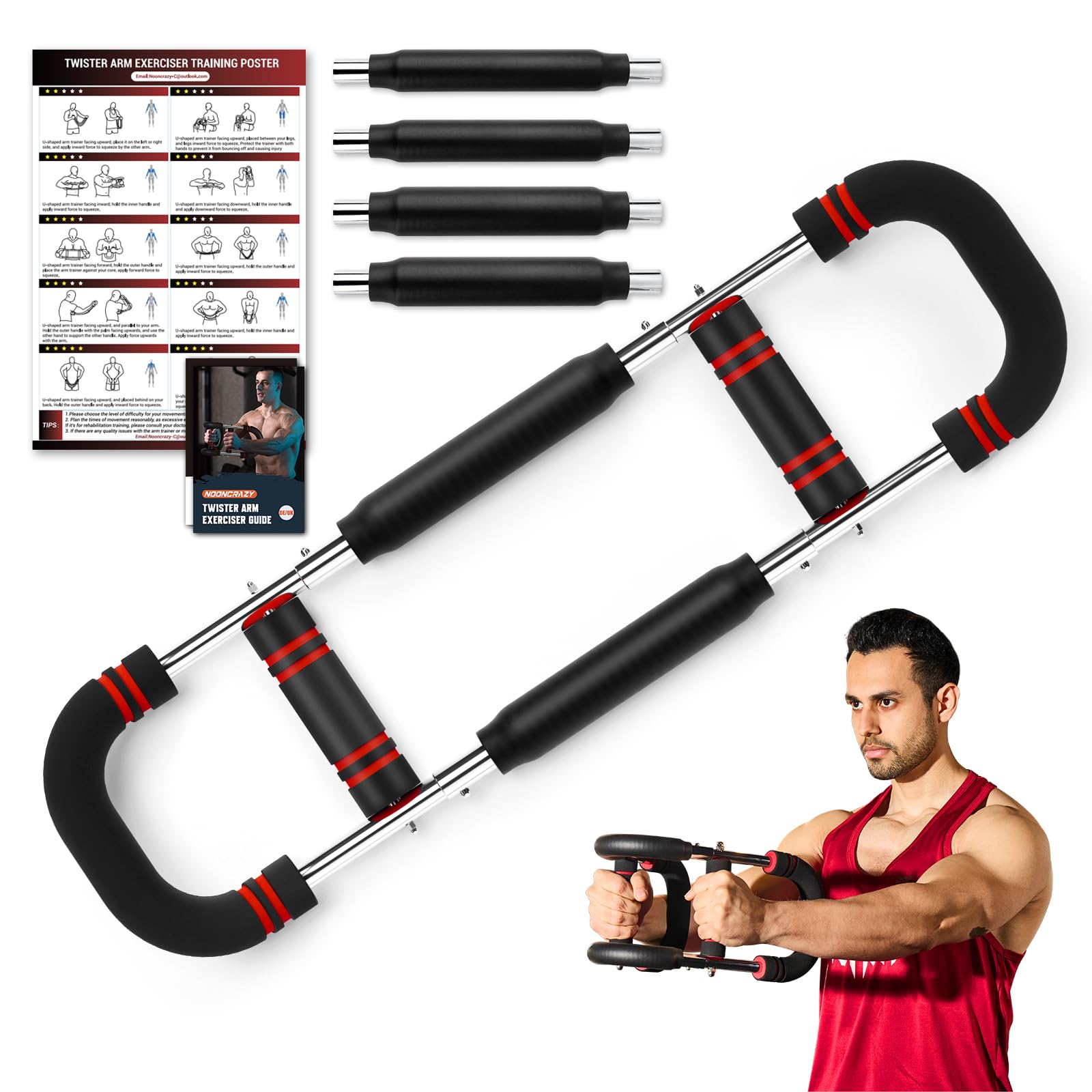 Twister Armtrainer, Verstellbarer Brustmuskel Trainingsgeräte für Zuhause, Arm Chest Trainer mit Poster für Männer & Frauen, Brustmuskeltrainer zur Verbesserung der Oberkörpermuskulatur