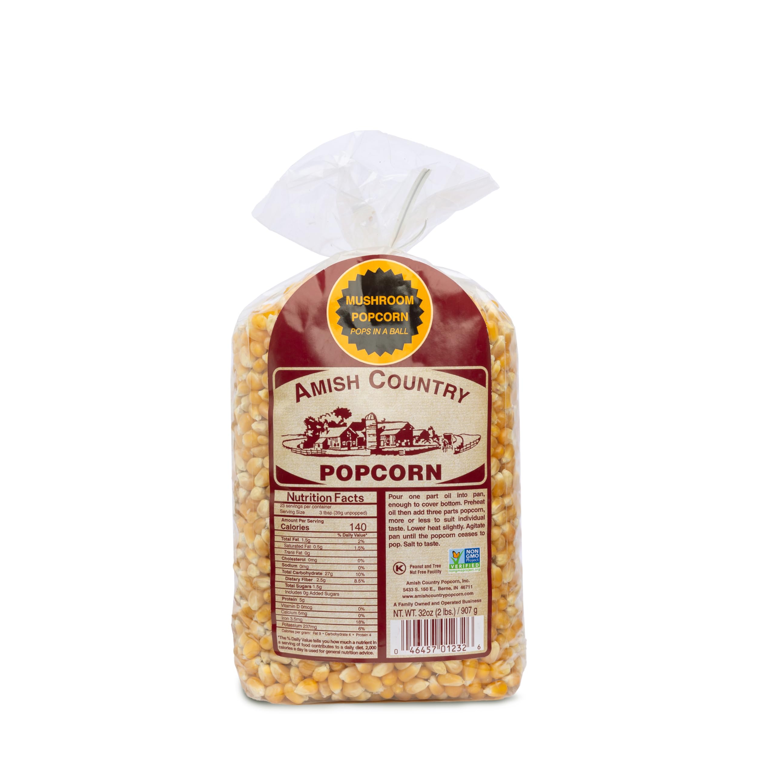 Amish Country Popcorn | 2 lbs Bag | Mushroom Popcorn Kernels | Old Fashioned, Non-GMO and Gluten Free (Mushroom - 2 lbs Bag)