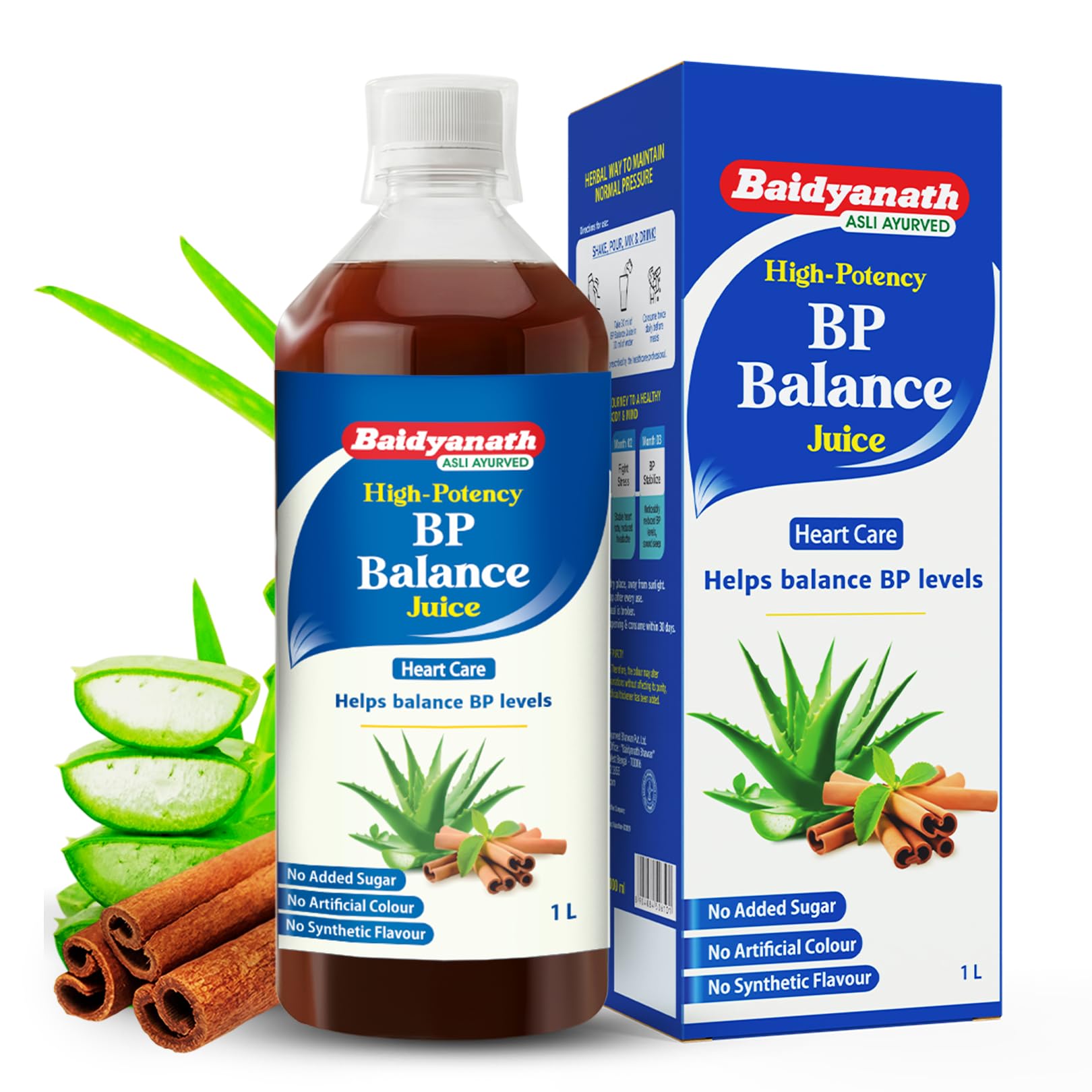Baidyanath BP Balance Juice - 1L| Ayurvedic Blood Pressure Support with Arjun, Aloe Vera, Ashoka, Salai Guggul, Harad & Dalchini | Promotes Heart Health, Circulation & Overall Wellness