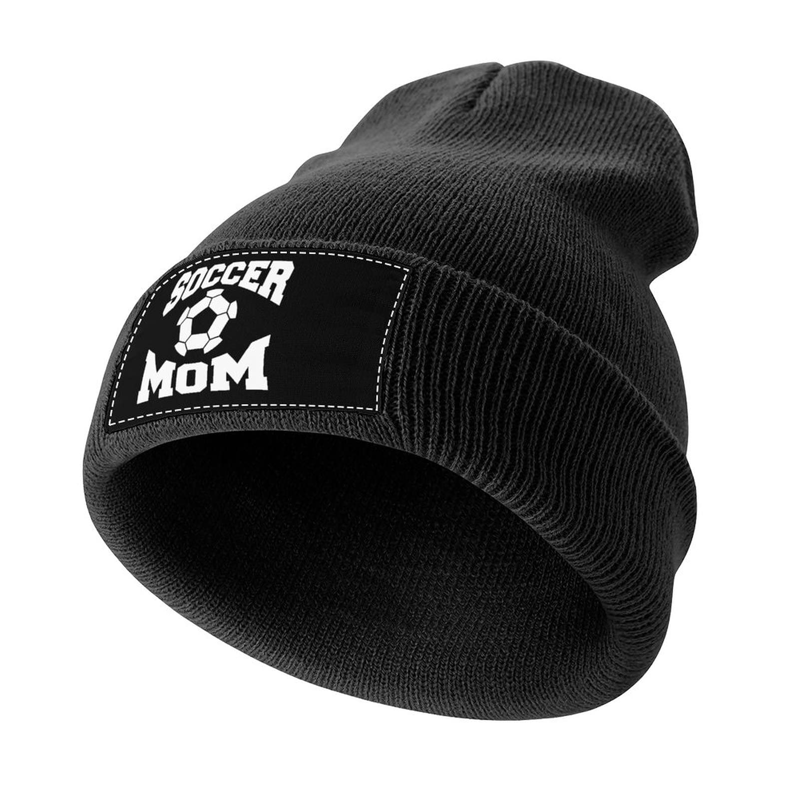 Soccer Mom Beanie Hats Warm Knitted Cap Winter Hat Ski Hats Slouchy Cap for Men/Women Black-Style