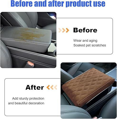 Miniatura 5 de Kewucn Cojín para consola central de automóvil, 13 x 8.3 pulgadas, cómodo cojín de microfibra de cuero y espuma viscoelástica, protector universal