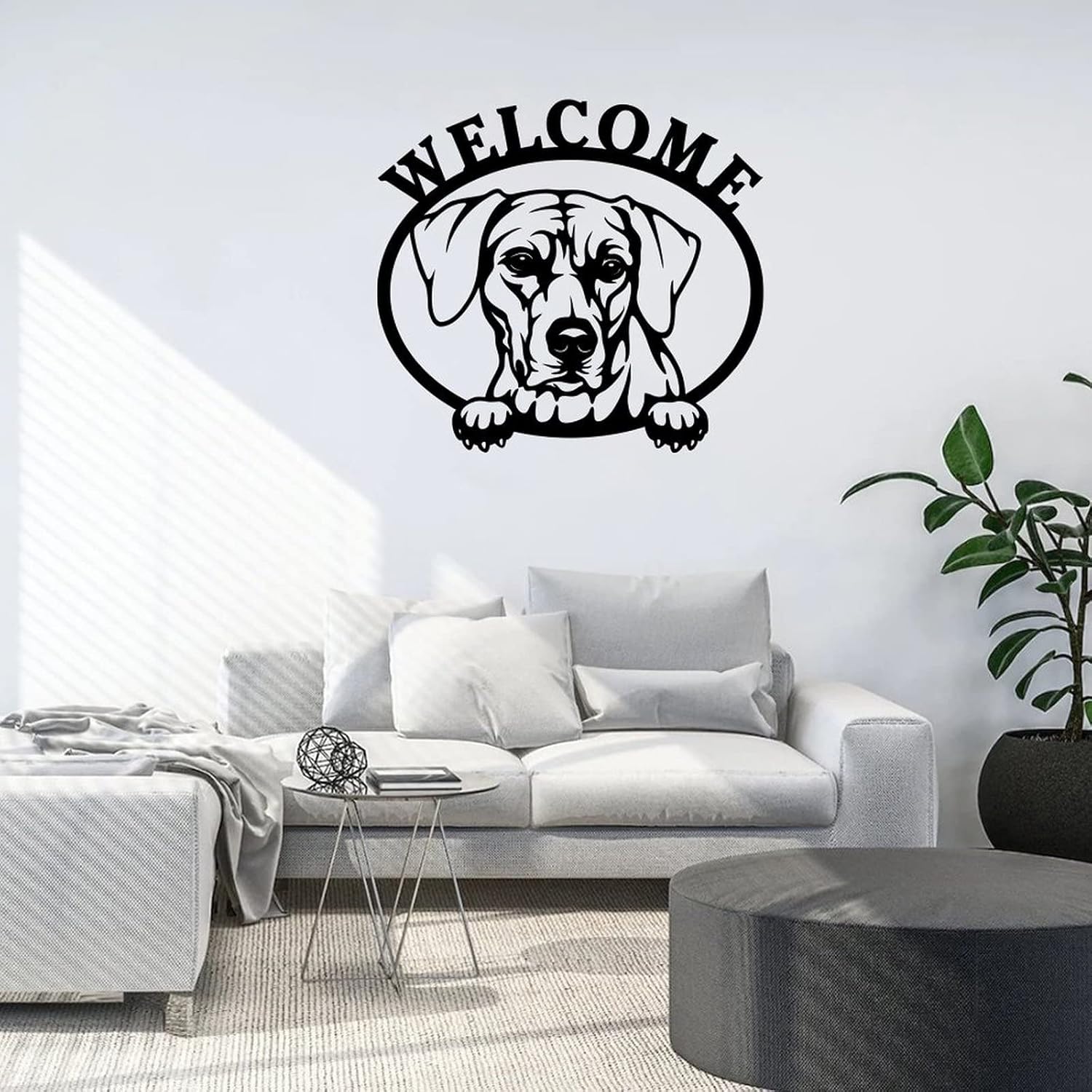 Funlucy Welcome Home Sign Pet Dog Metal Sign Puppy Metal Wall Art Dog Memorial Plaque Metal Animal Lover Sign Custom Dog Mom Gift Outdoor Home Decor 24in
