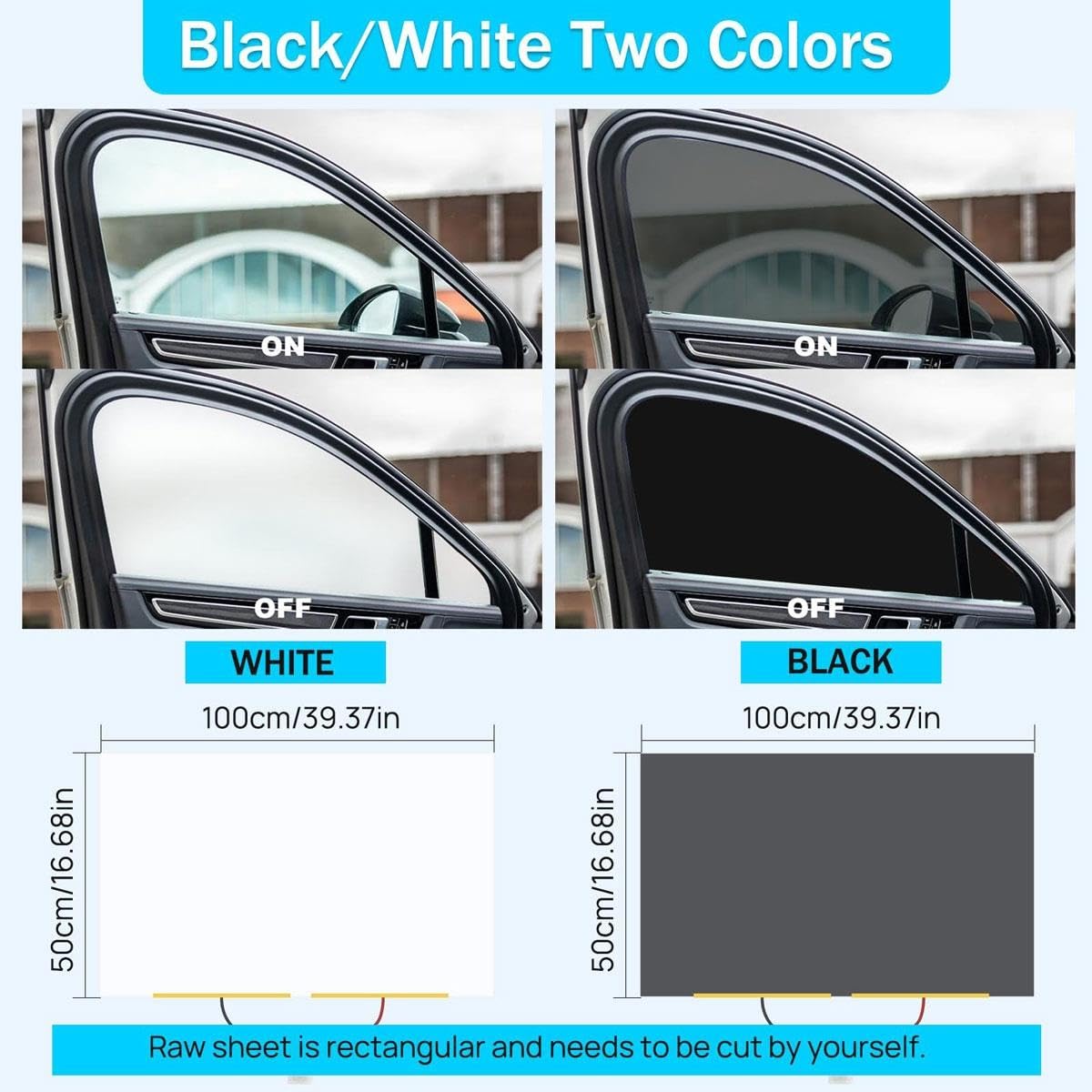 Pellicola PDLC Smart Tint for finestrini dell'auto,universale 2/4 pezzi