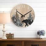 SwallowLiving Cabin Bear Horloge murale 12 Inch Silent Non Ticking Clock Wooden Forest Wildlife Mountain Lodge Clock Batterie exploitée Rustique Farmhouse Wall Clock