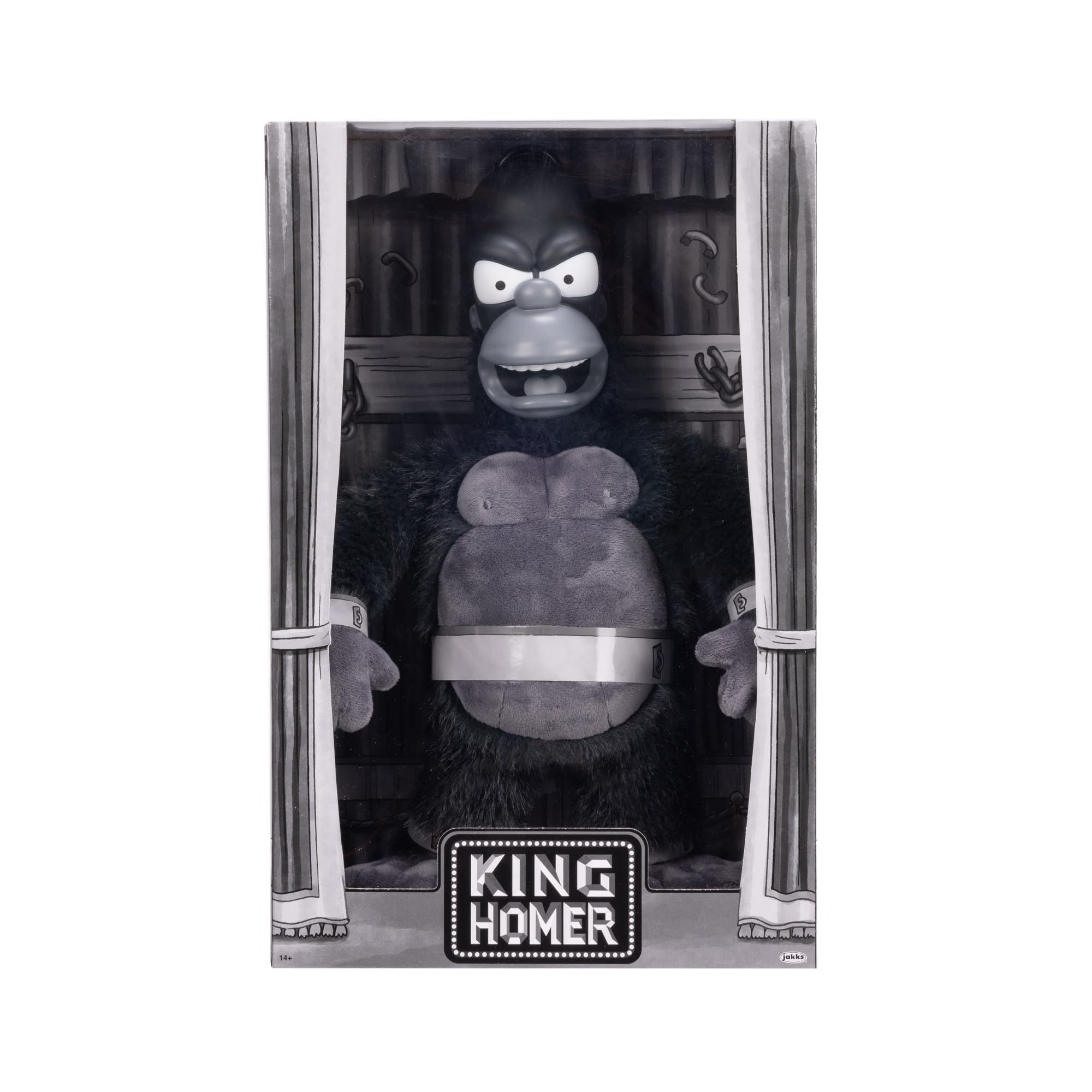Peluche Collector Homer ROI Des Simpsons par Jakks Pacific, Sous Licence officielle, 40 cm de Haut, inspirée de l'épisode spécial Halloween, en fausse Fourrure Avec tête moulée, emballage Collector