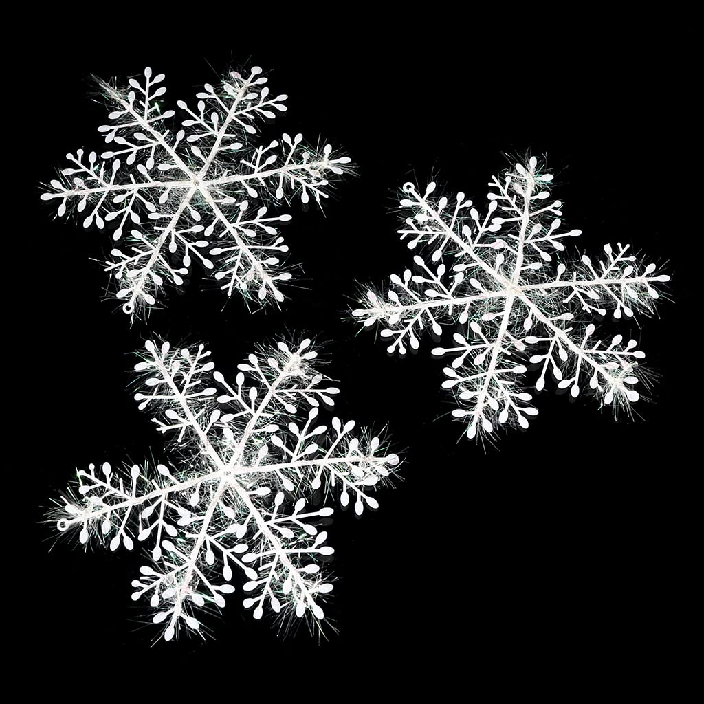 Ozeau White Snowflake Ornaments Winter Christmas Tree Decoration Snow Flakes for Crafting Wedding Backdrop