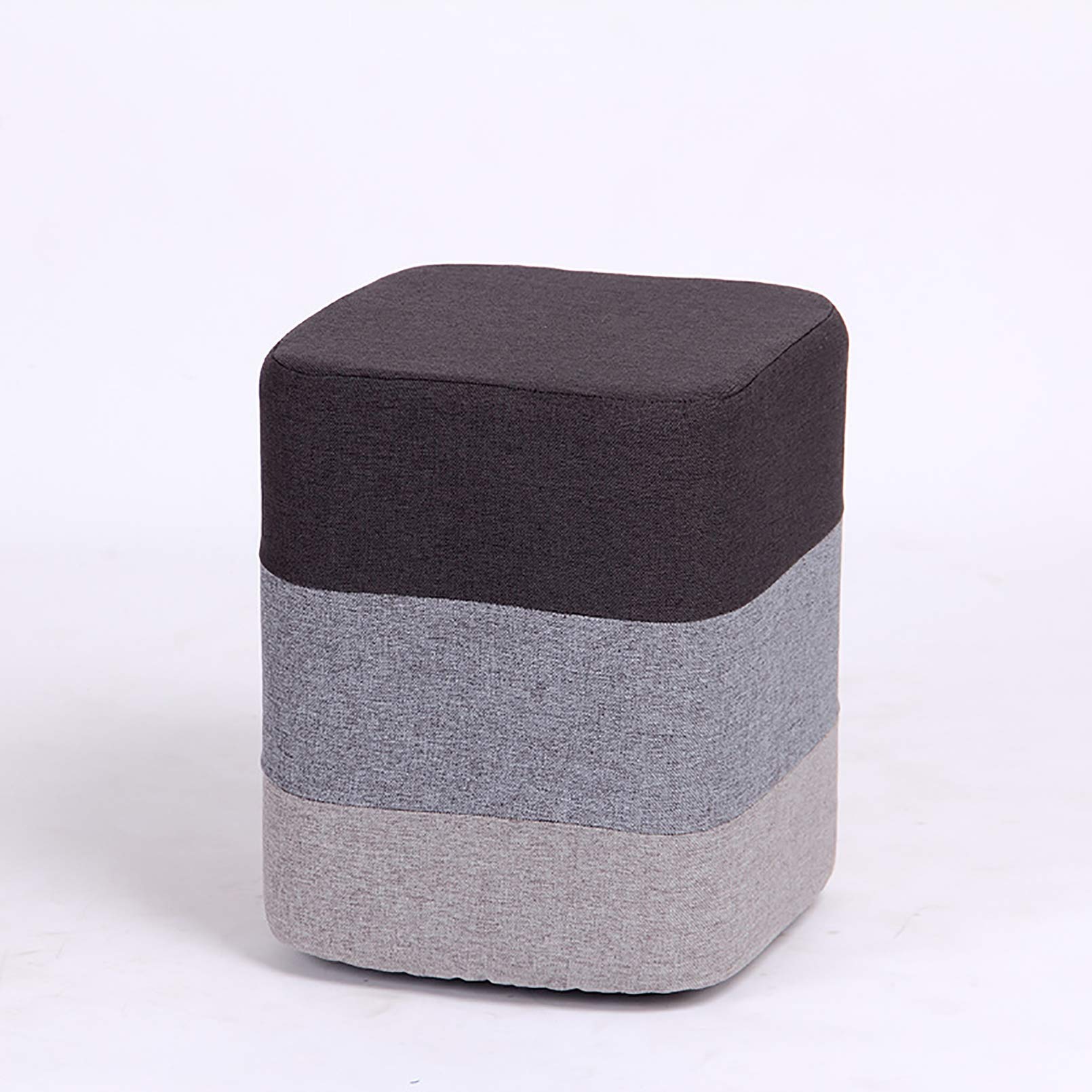 Repose-pieds ottoman en lin 29x29x35cm avec pieds en bois