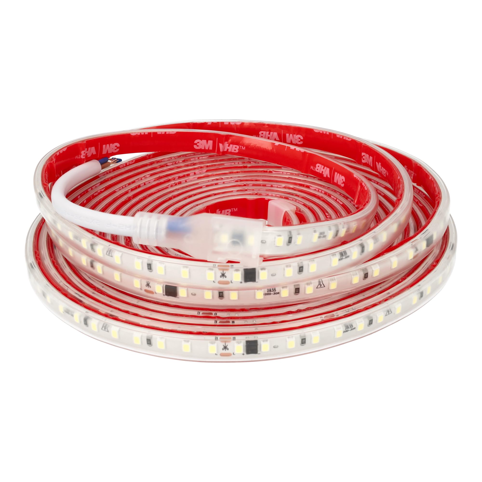 JANDEI - Striscia Led Auto-Raddrizzante SMD2835 220V 15W/m  600 LED  Tagliabile e Adesiva. IP65 Illuminazione e Decorazioni per Esterni – PCB 9 5 mm  Bobina 5 Metri (Luce Fredda 6000K)