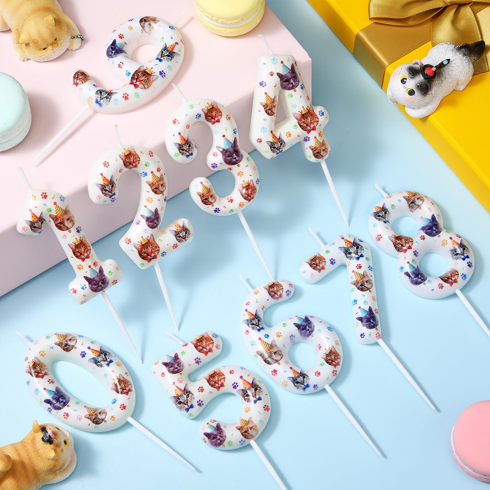Conelist Cat Birthday Number Candles Cat Paw Print Themed Birthday Candles Paw Print Numeral Cupcake Topper for Cake Kitten Pet Theme Decorations Party Supplies(Number 1)