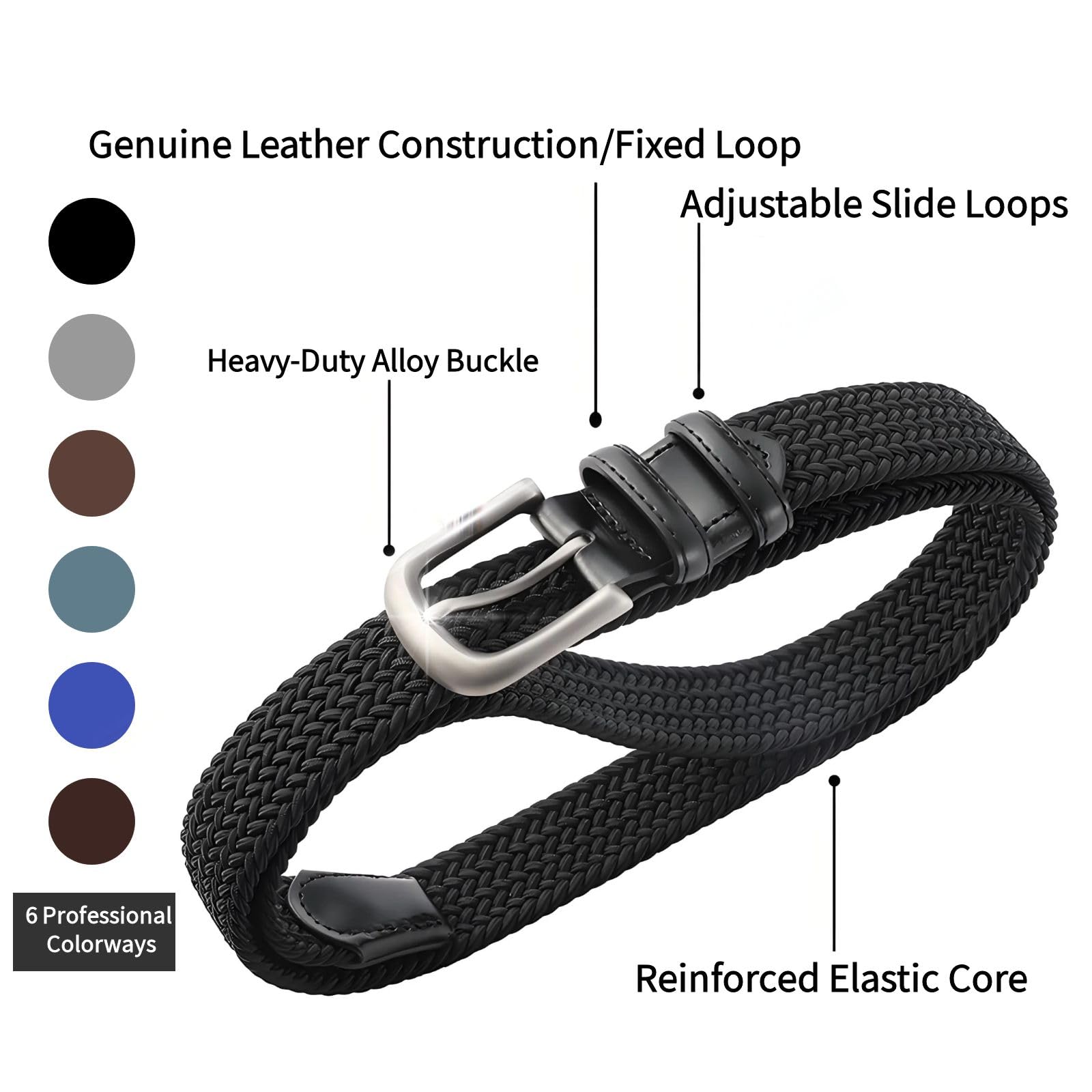 Ceinture Tressée Renforcée Grandes Tailles - Double Boucle 130-160cm(51-63") 220g Léger Sport/Bureau Green