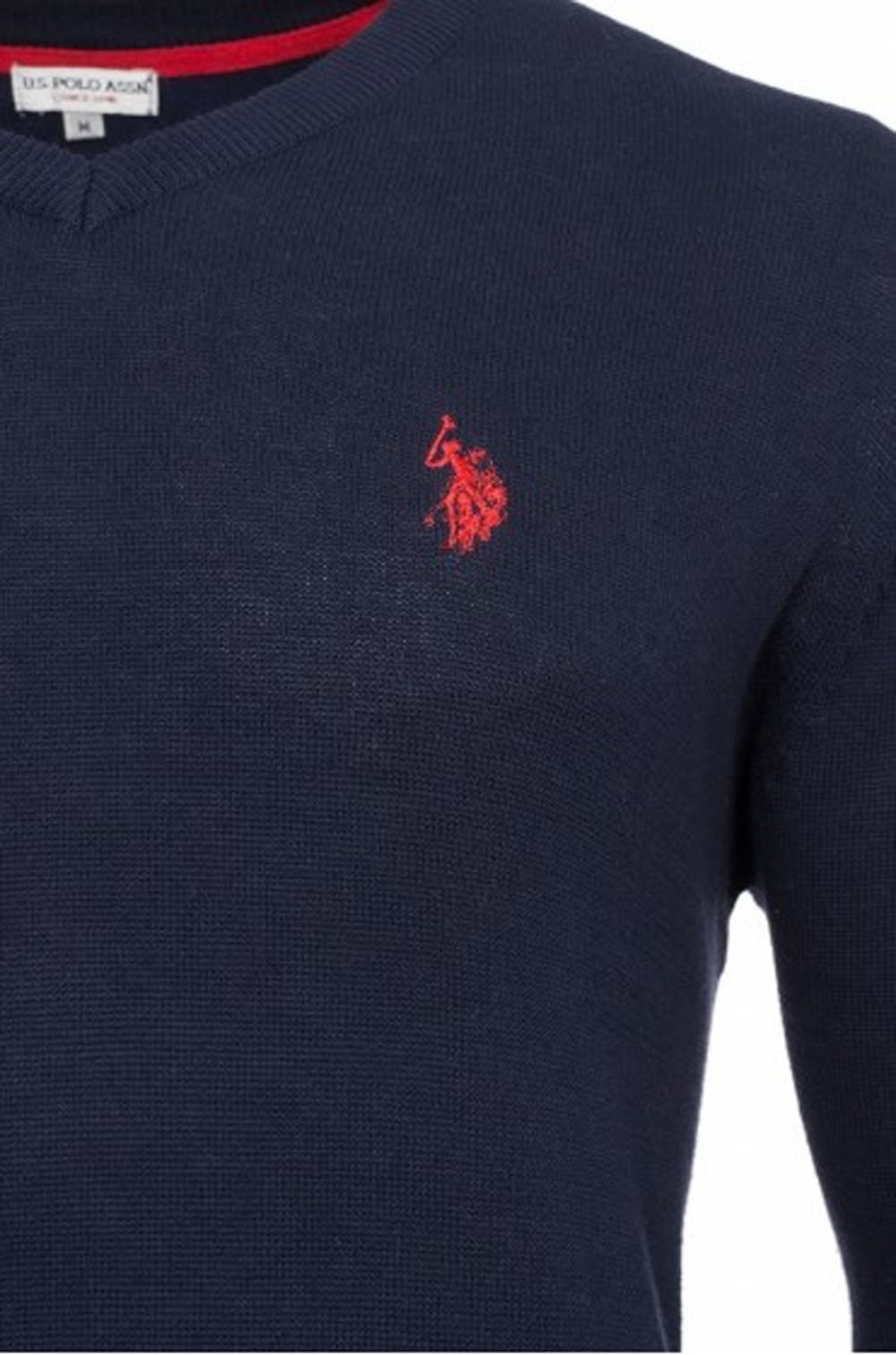 U.S. Polo Assn. Herren Pullover mit V-Ausschnitt – Eleganter Langarm Strickpullover – Pulli für Herbst/Winter/Frühling – Für Freizeit Business (Navy, M)