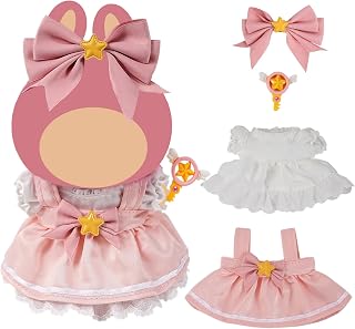 17cm Doll Clothes,6.7 Inches(15-17cm ) Cute Clothes Suitable for Dolls Accessories, 4-Piece Clothes for Dolls Outfit (NO Doll) (Pink Princess)