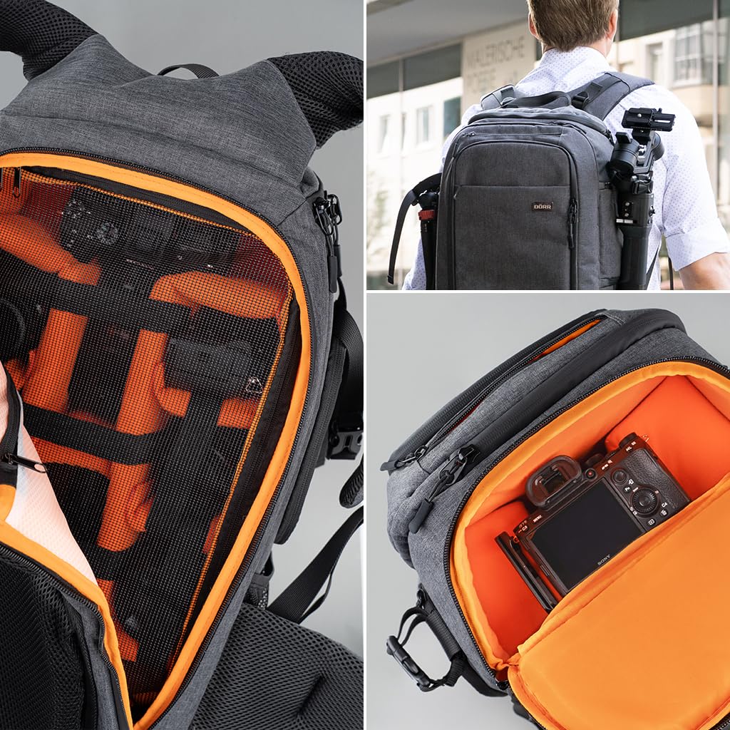 DÖRR Fotorucksack Prag Pro 20L & Prag Go 16L, Wasserdicht, Kamera-Rucksack, 16 Zoll Laptopfach, Spiegelreflex, DSLR SLR, Flexible Inneneinteilung, Stativ-Halterung, Drohnenrucksack, Robust & Leicht