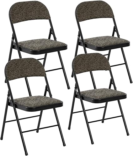 Miniatura 10 de Juego de 4 sillas plegables acolchadas de acrílico apilables portátiles con cojín para actividades al aire libre, reuniones en interiores, salas de