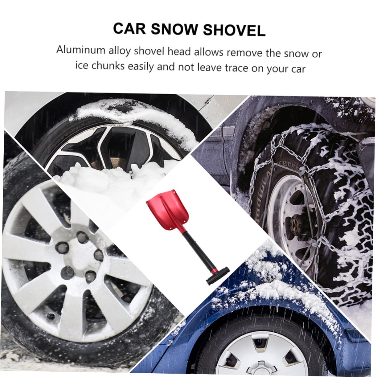 Abaodam Pelle à Neige Pliante Rouge pour Voiture en Alliage D’Aluminium | Design Détachable, Rangement Facile, Usage Hiver et Saison Neige, Format Léger pour Déneigement Rapide