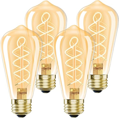 Miniatura 8 de Bombilla LED E26 Owilukie de 4W Equivalente a 40 vatios, Bombillas Edison Vintage, Blanco Cálido 2200K Ámbar Bombilla Edison E26 Regulable, Bombilla
