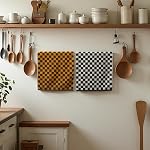 Madi-Cadi Luxurious Checkered Cotton Hand Towels Set of 5 - Soft, Absorbent, and Decorative Checkered Design for Bathroom, Kitchen, Gym, and Spa - 13 x 29 Inches for Any Occasion