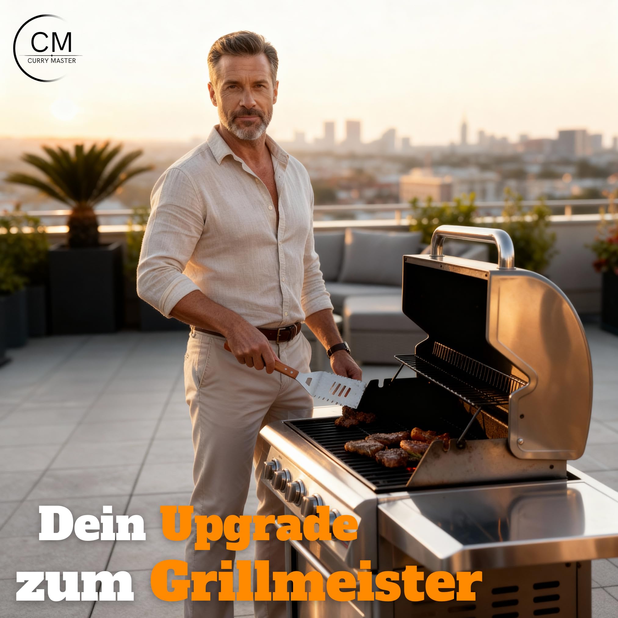 Juego de barbacoa para hombre, regalo – Juego de cubiertos para barbacoa de acero inoxidable – espátula 3 en 1 y cepillo de limpieza – Ideal Grill Set hombres regalo barbacoa regalos para hombres (sin