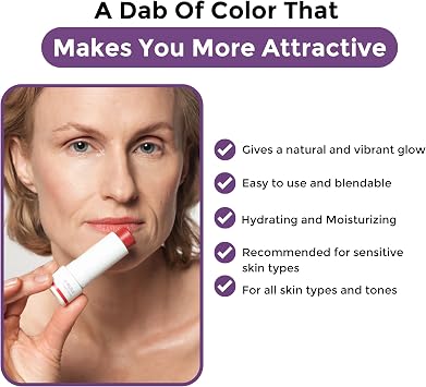 Rumi Cosmetiques BloomBlush+ Multipurpose Color Stick For Mature Women - Blush, Lipstick & Contour in 1- Radiant, Healthy Glow & Nourishing Formula - For Sensitive Skin (Berry Kiss, Regular)