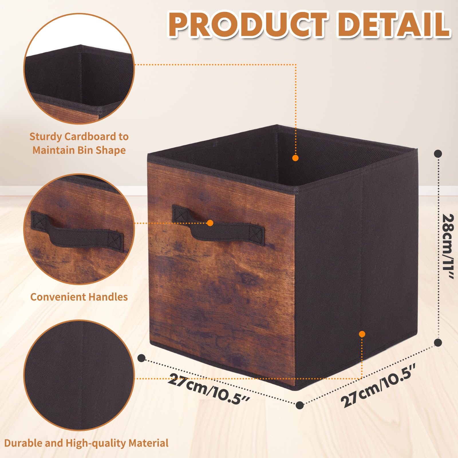 Pinkgarden Storage Box, Collapsible Fabric Storage Cube with Handles for Home Kids Room - Image 4