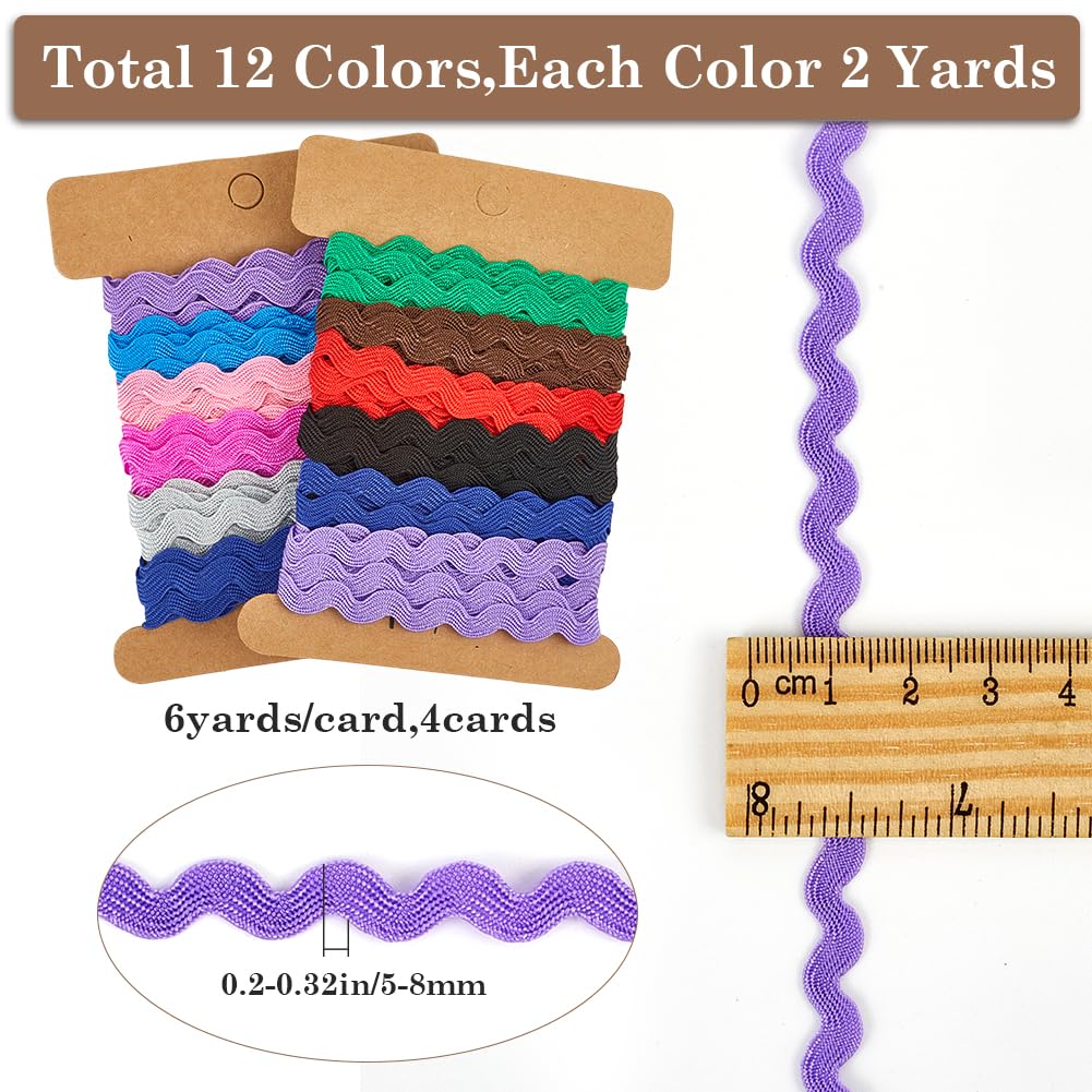 Lot De 3 Rubans Ondulés Dentelle Zigzag Multicolore - 18 Couleurs Pour Couture, Bricolage Et Décoration DIY