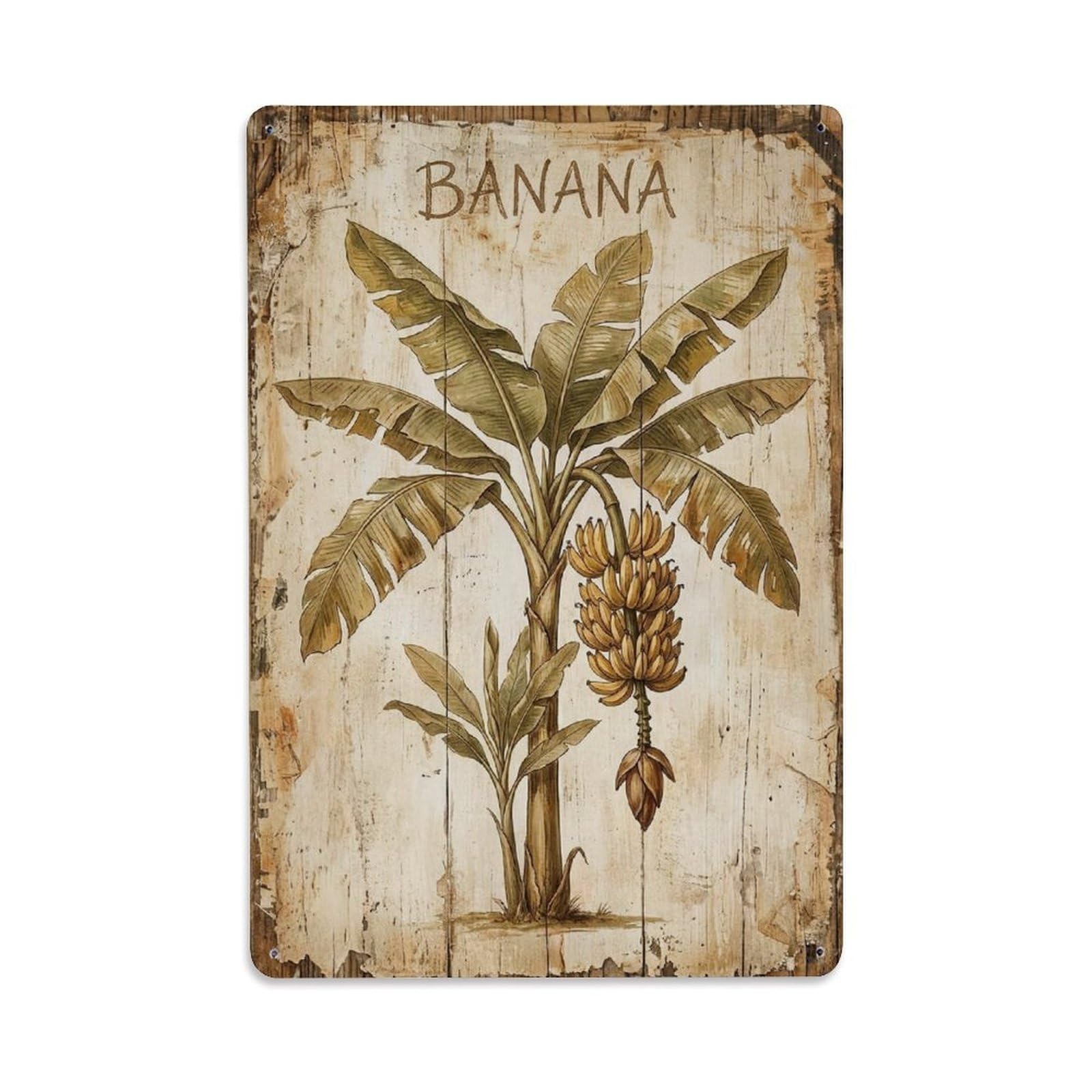 Banana Tropical Plant Vintage Metal Tin Sign Plaque Wall Decor for Cafe, Club, Garden Metal Poster 8x12Inch