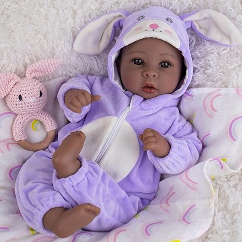 Miniatura 10 de Aori Muñecas realistas Reborn bebé negro - Muñecas de recién nacidas realistas de 18 pulgadas (niña negra) con kit de alimentación y caja de regalo